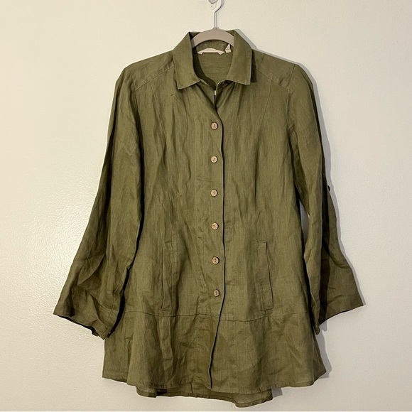 Sundance | Linen long sleeve button down tunic top/blouse Women’s size XS pocket - Picture 7 of 7
